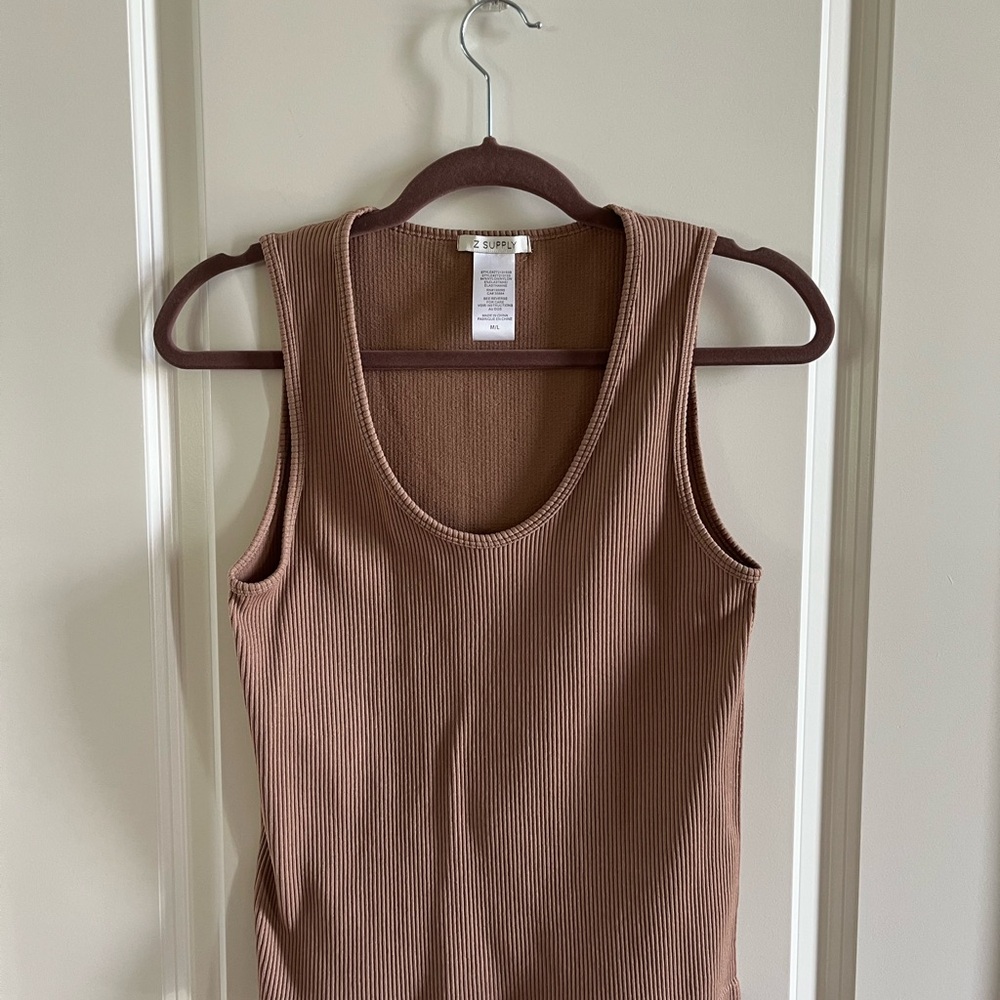 Z Supply Brown Fitted Ribbed Tank Top